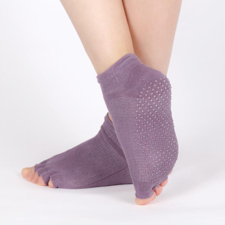 Socks Body Rubber Band Combed Cotton Yoga Socks Women'S Professional Cotton Sports Non-Slip Split Toe Socks Five-Finger Socks Pilates