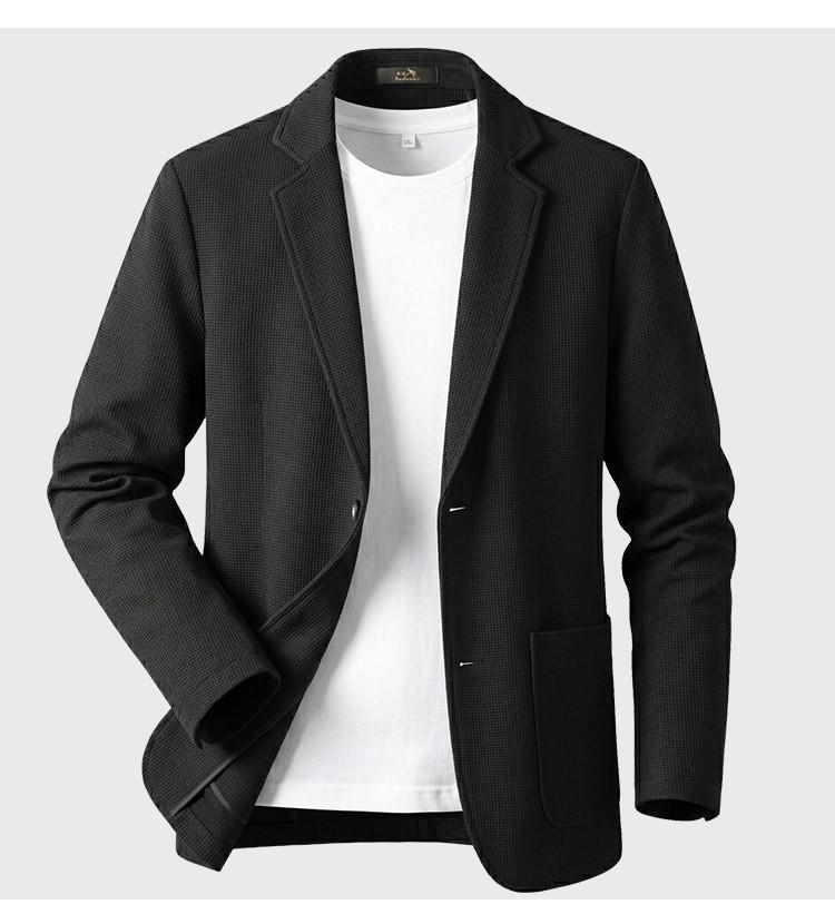 Casual suit set for men in spring, slightly elastic and easy to maintain, elastic knitted casual pants, casual suit two-piece set for men