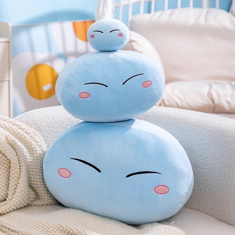 Cute Slime Plush Pillow Soft Squishy Round Expression Cushion Bun Stuffed Toy For Kids And Teens Bedroom Sofa Desk Birthday Gift