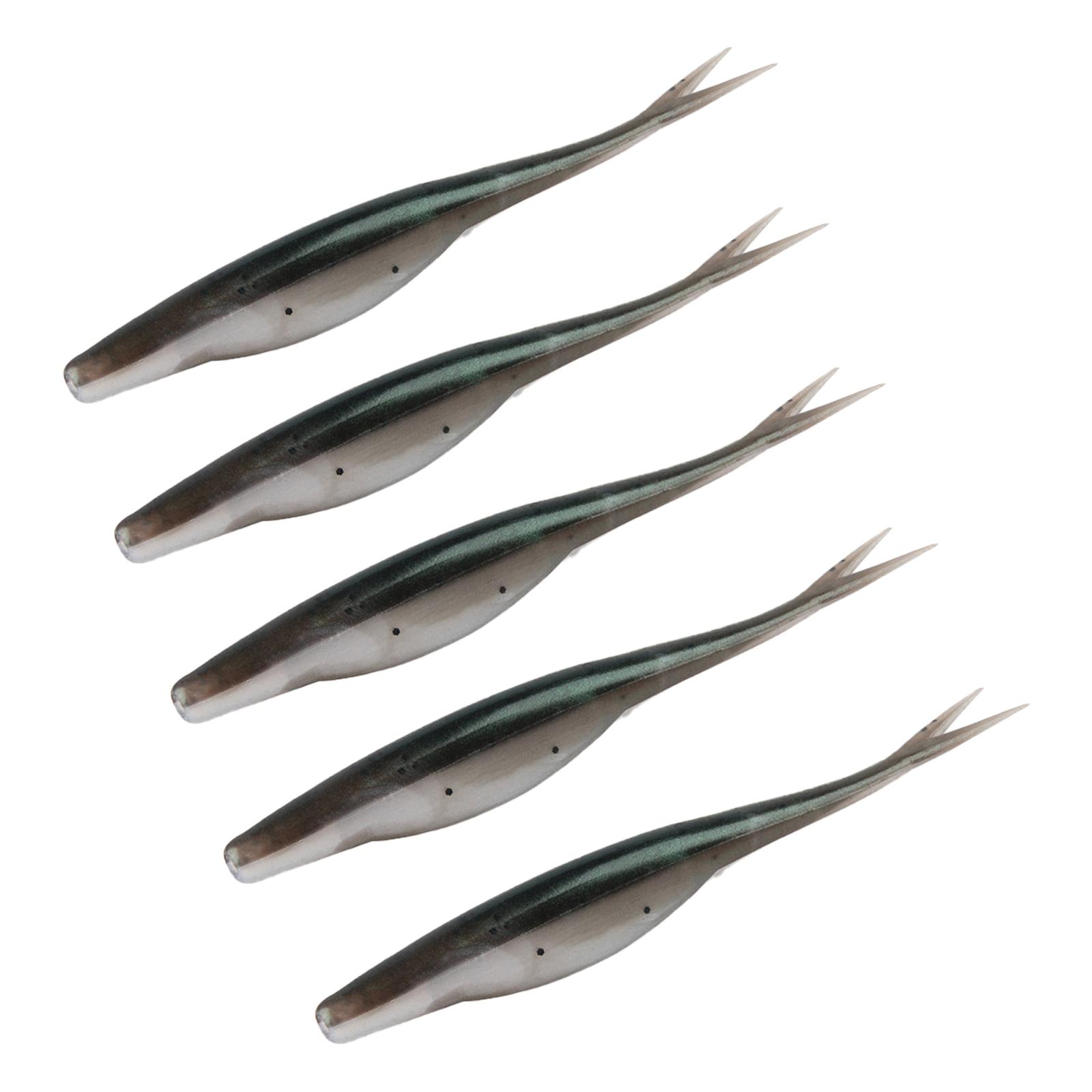 

5Pcs Soft Fishing Lures Floating Baits Slightly Split Tail Swimbaits Lures Artificial Swimbaits for Saltwater Fishing