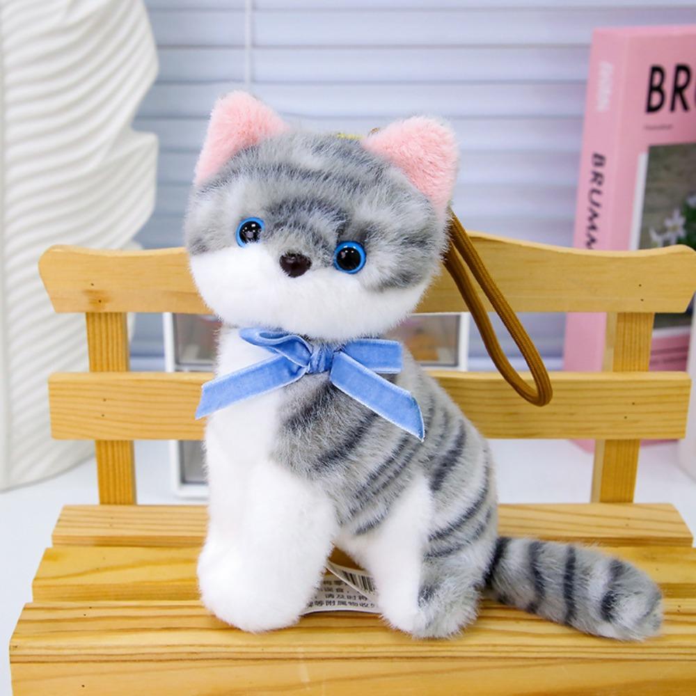 PP Cotton Small Cat Plush Keychain Lifelike Simulated Cat Plush Doll Cat Plush Bag Pendant  Friend