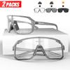 Neue photochrome Radbrille Motorrad Fahrrad Fahren Outdoor Sport Rad Sonnenbrille Herren Damen UV400 Brille 2er-Pack