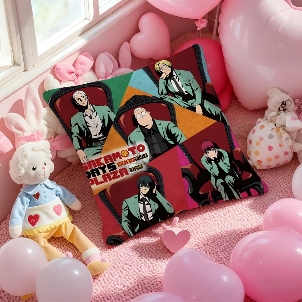 S-SAKamoTO DAYS Anime Cushion Cover Pattern Printed Pillowcase for Living Room Sofa Cushion Cover & Bedroom Decor