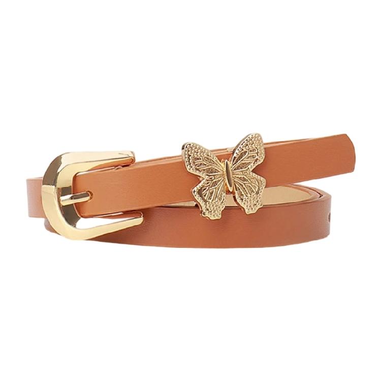 Lovely Butterfly Adorned PU Waist Belt Vibrant Color Waist Cinching Band Waist Girdle for Daily or Special Occasion
