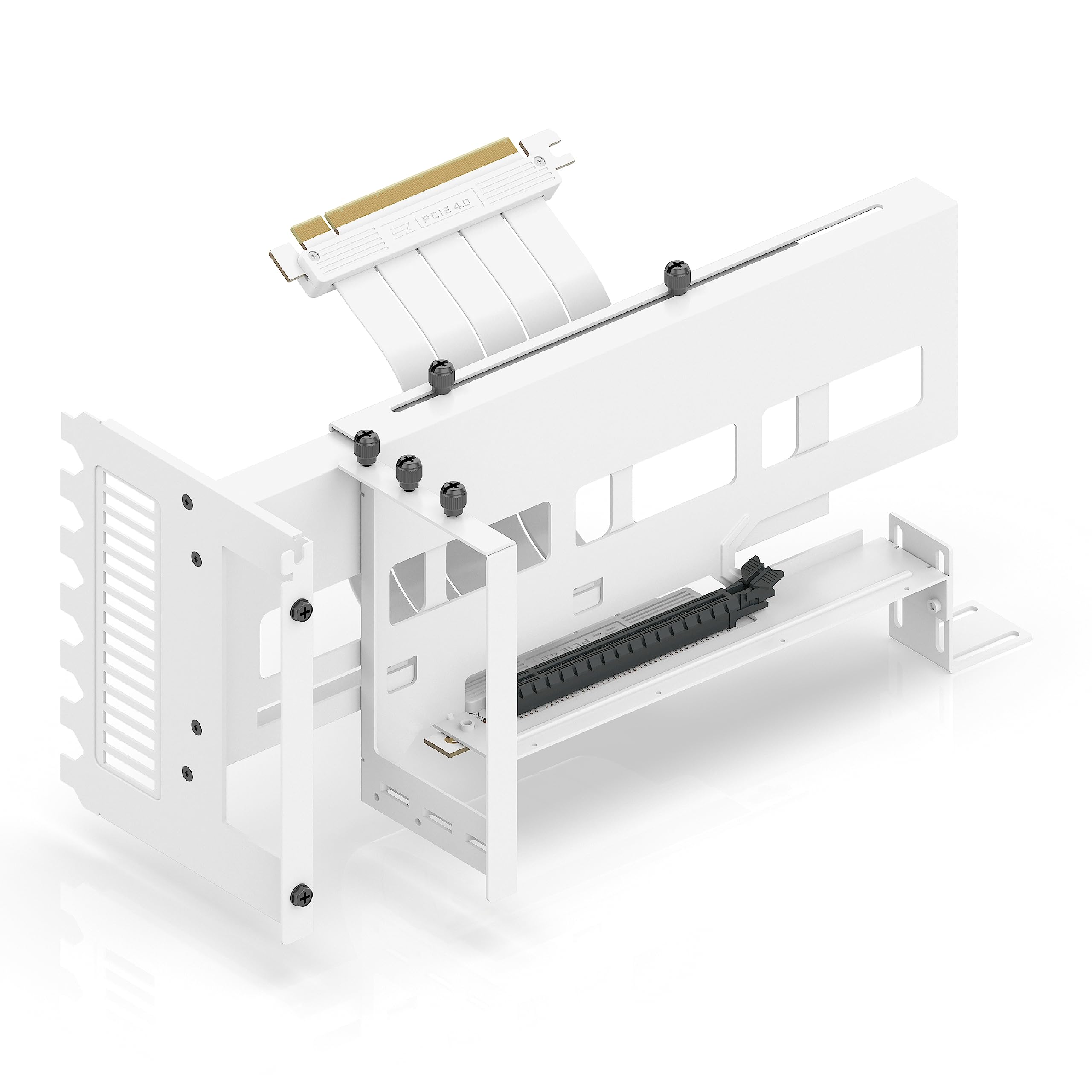 

Vertical PCIe GPU Vertical Graphics Card PCIe X16 Gen4 with White Riser 90 Degree Right 17cm EZDIY-FAB 4.0 Bracket, Holder, 4.0 Cable, Angle,