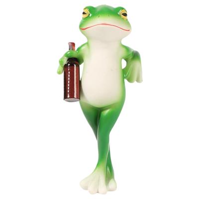 Funny Drinking Frog Statue Flower Pot Hugger Resin Hanging Frog Figurine Miniature Frog Figurine for Flower Yard Lawn Ornament