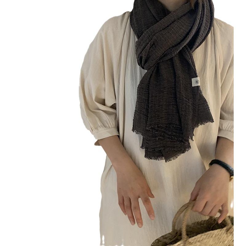 Autumn and Winter Cotton and Linen Women's Scarves Solid Color Shawls Travel Sun Protection Scarves