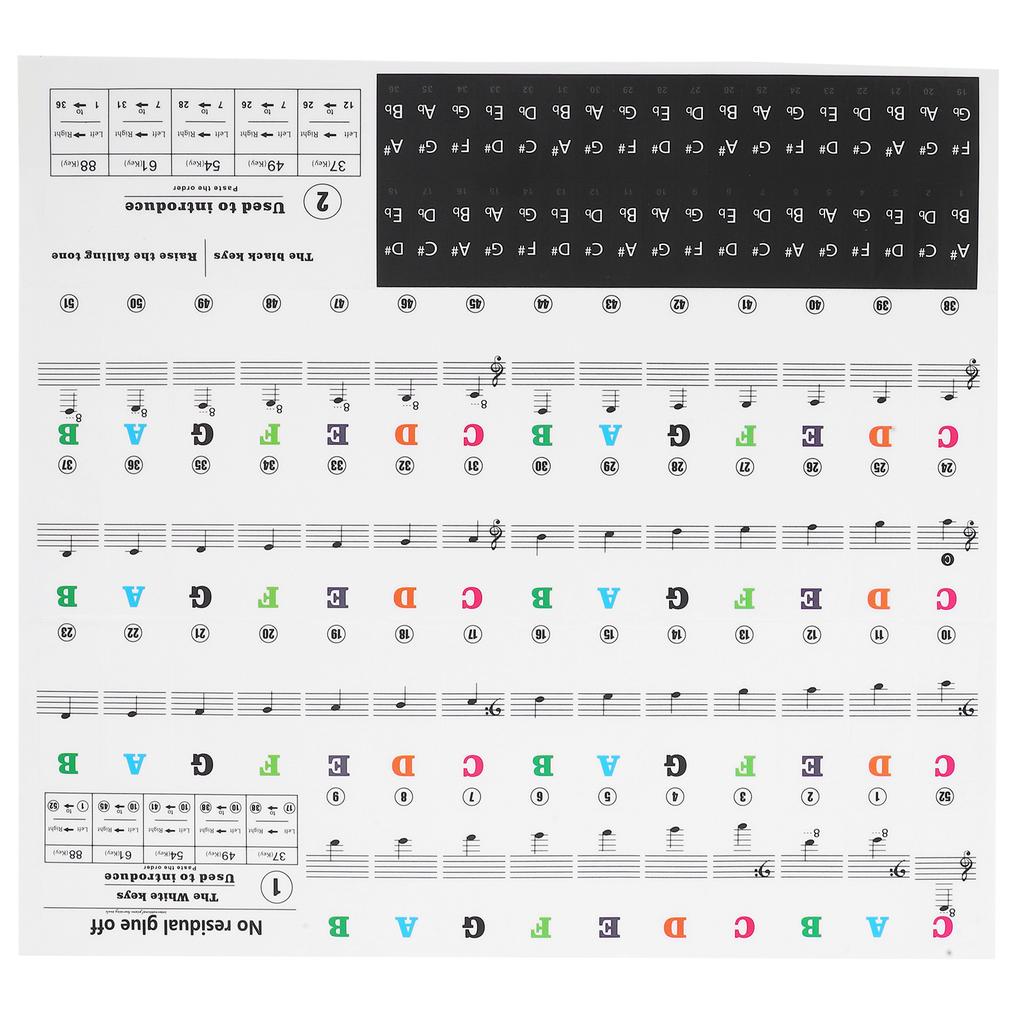 Klavieraufkleber Elektronisches Klavier Abnehmbare Tastatur PVC Klebstoff Noten Intonationsetiketten