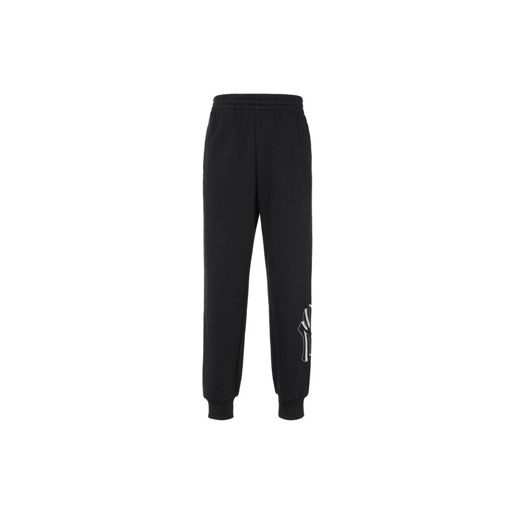 MLB FW23 New York Yankees Solid Color 3D Printed Cuffed Knit Joggers Unisex Joggers Black 3APTB0434-50BKS