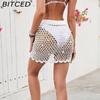 BITCED Beachwear Crochet Skirt Sexy Bikini Skirt Shell-Embellished Skirt Sheer Skirt