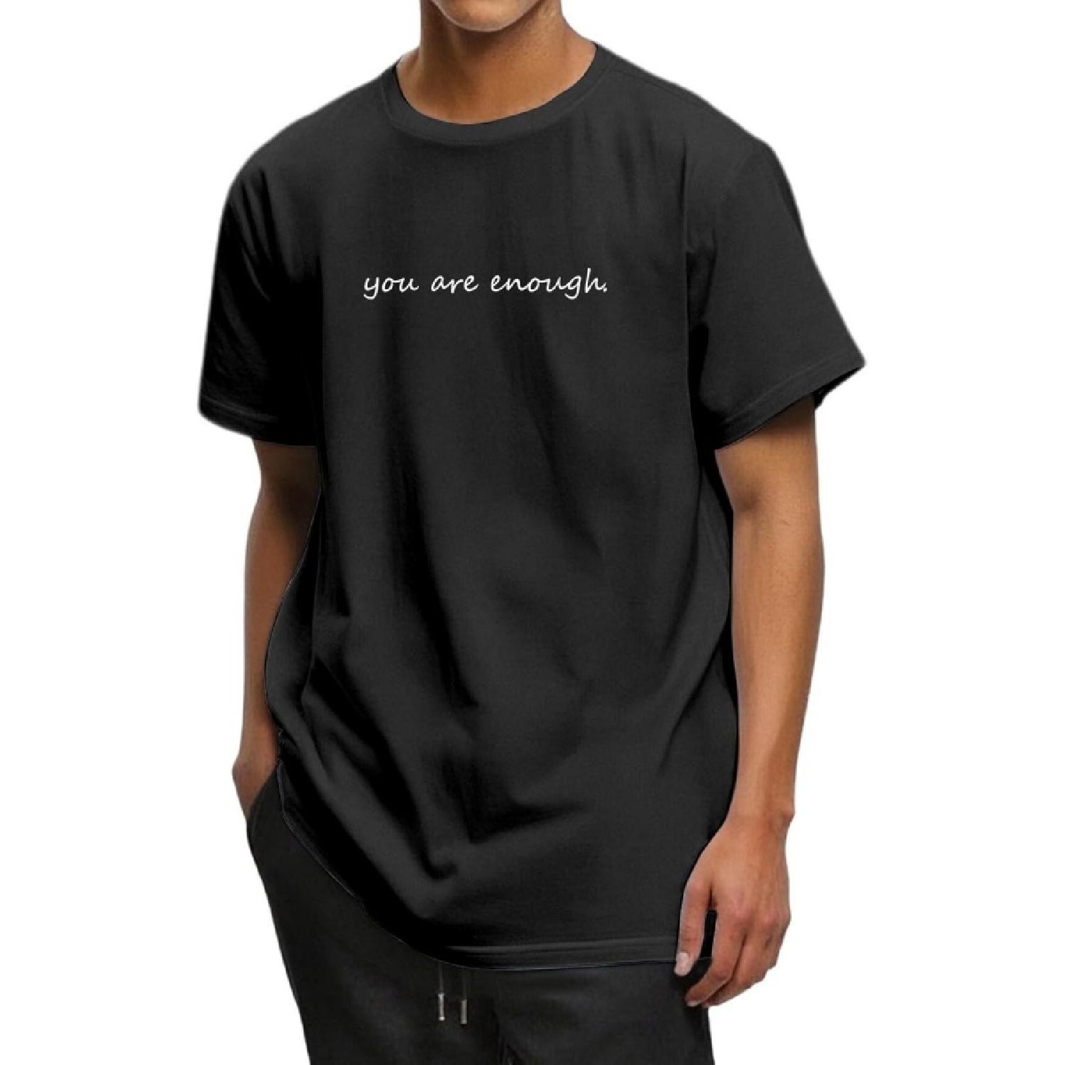 You are Enough T Shirts Men s Short Sleeve T-Shirt Casual Solid Letter Print Crewneck Summer Athletic Tee Top S