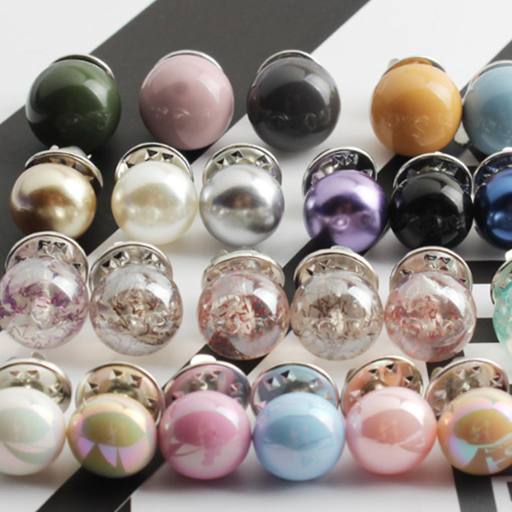 10Pcs Faux Pearl Buttons Round Decoration Beads Without Sewing for Anti-exposure Coat Sweater Clothes