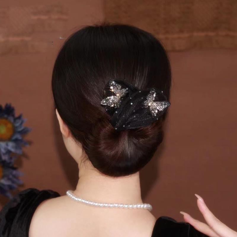 Camellia Black Butterfly Hair Bun Maker - Versatile Douyin-Style Twist Clip for Women