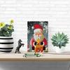 Christmas Metal Tin Sign Wall Decor - Santa Claus with Gift Box and Snowflakes - Festive Holiday Wall Art for Home, Party Decor