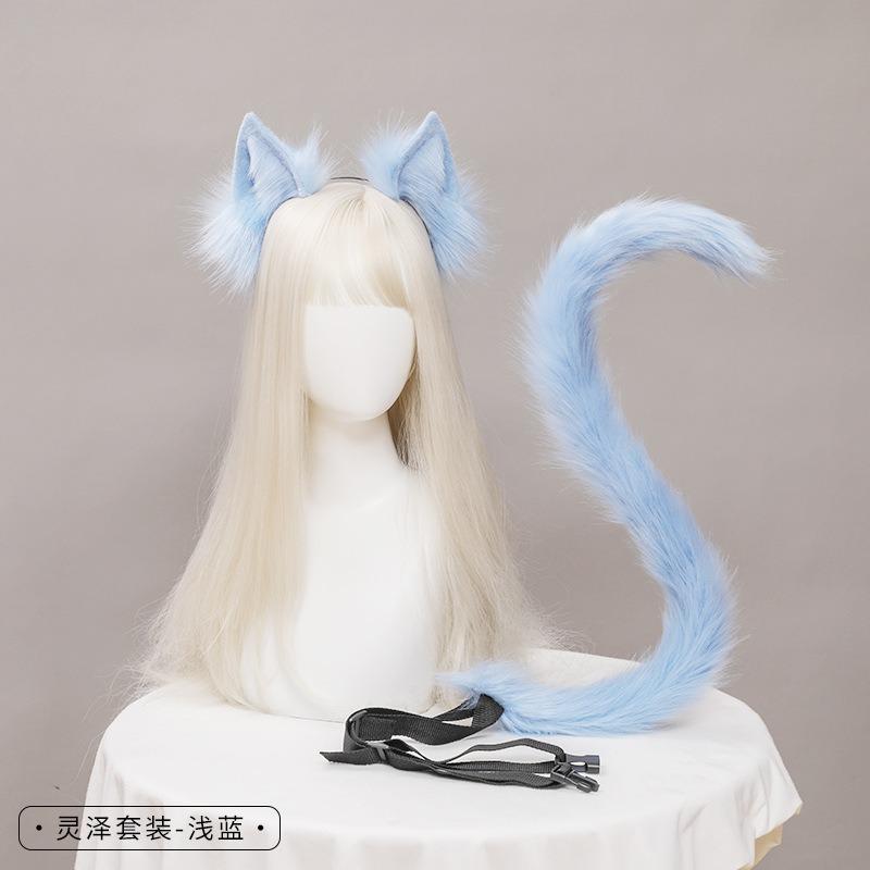 O ureche de pisică coadă de pisică bijuterii cosplay handmade imitație animal ureche bentiță coadă set de accesorii