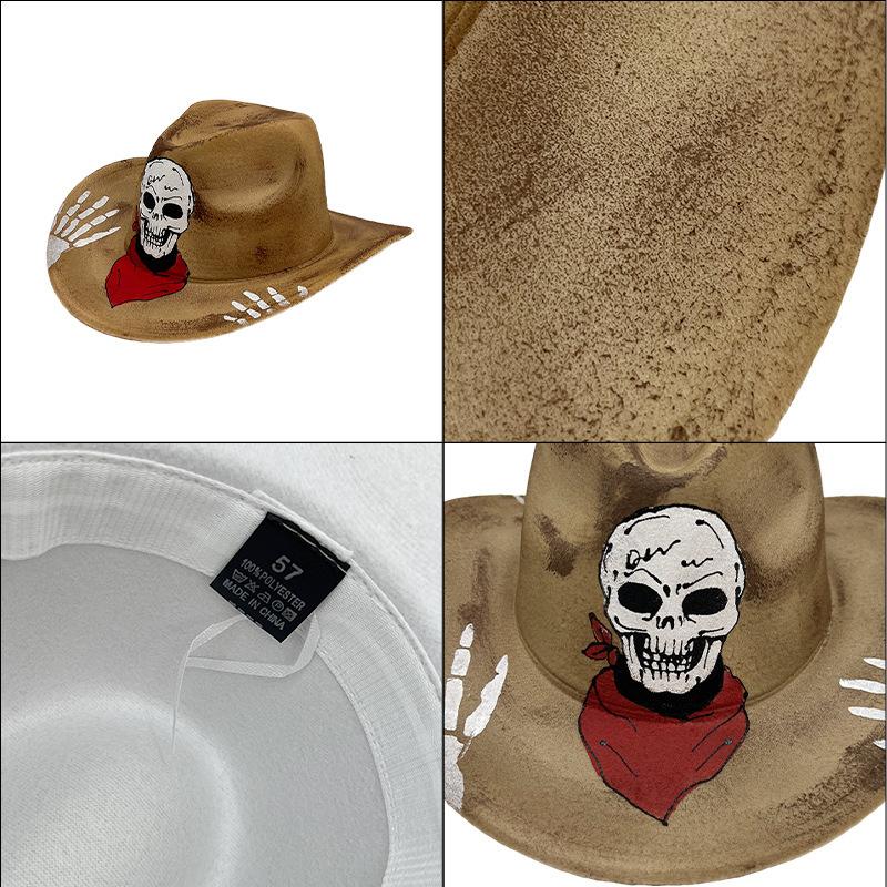 Halloween Hat Party Hand-painted Colorful Dance Performance Halloween Proms Christmas Cowboy Hats