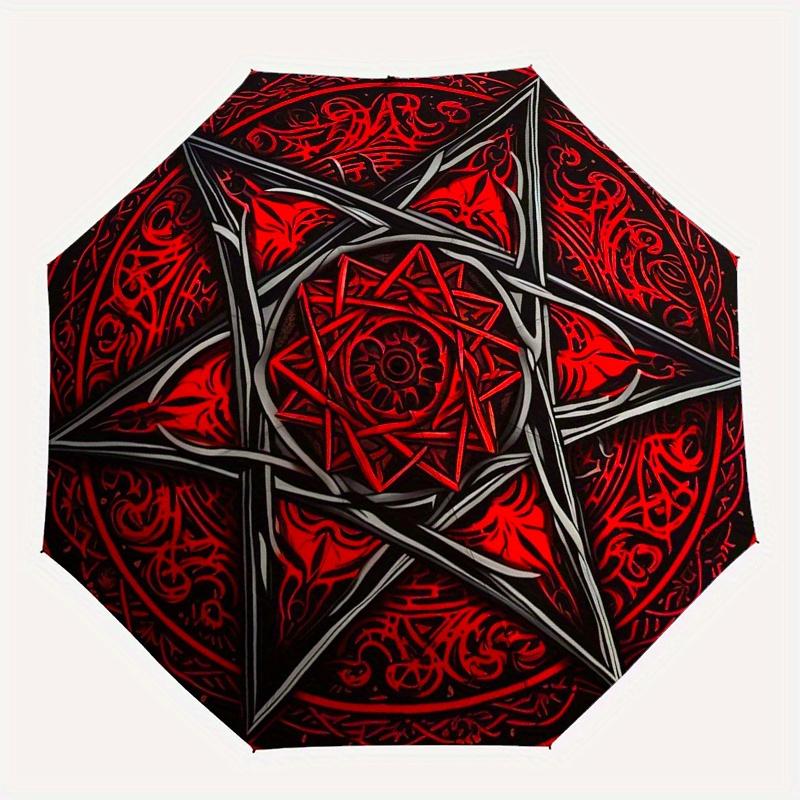 Red Star Mandala Wall Art: Unique Decor for Any SpaceUmbrella, Portable 3-Fold Umbrella for Men & Women,Christmas Gift ES132
