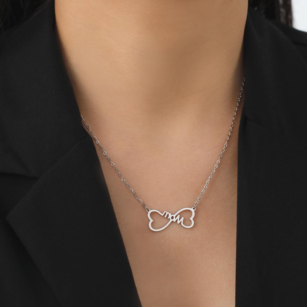 Collana con ciondolo a forma di lettera "Mama" per donna, in acciaio inossidabile, girocollo, alla moda, regalo per la festa della mamma.