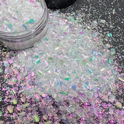 Opal White Cosmetic Polyester Glitter Hexagon Epoxy Resin Chunky Matte Glitter Mix for Snow Globe Tumbler Glitter