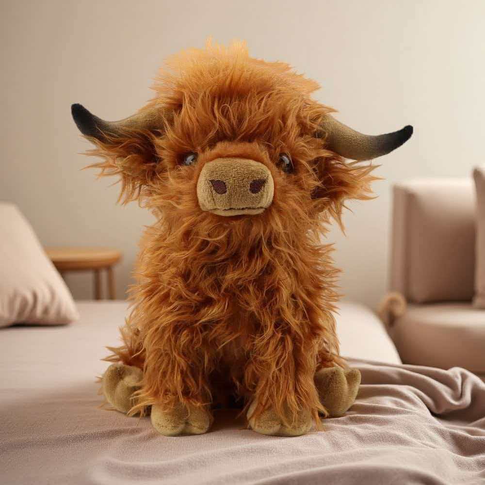 Highland Bull Simulation Plush Toy Bag Doll Hanging Decoration Home Interior Bedroom Decoration Ornament Birthday Festival Gift