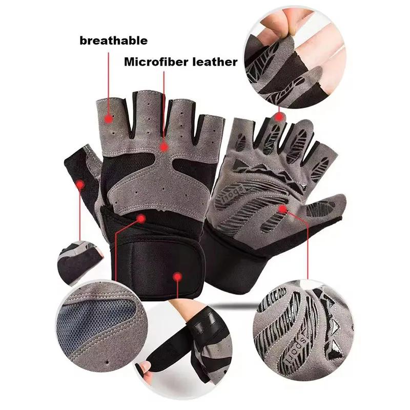 Men and Women Breathable Anti-slip Cycling Bicycle Gloves Half Finger Women's Gym Mitten Fitness Sport Training Fitness Gloves