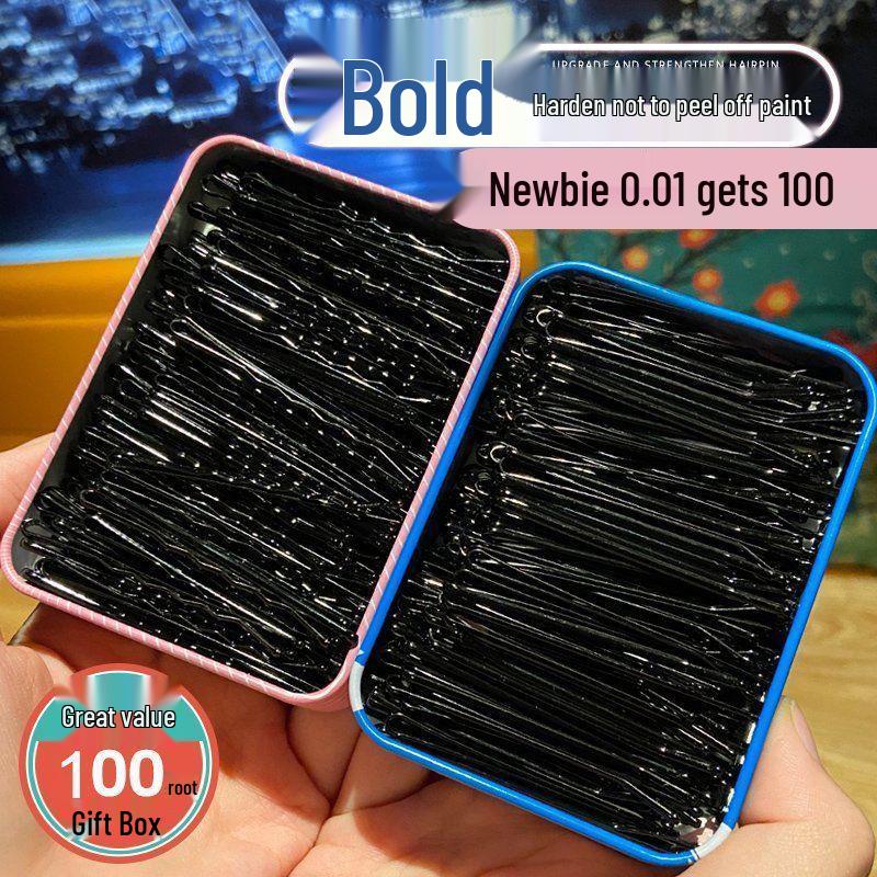 100-Pack Black Bobby Pins for Thick Hair, Bangs, Baby Hair, and Bun Styling