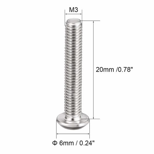 uxcell M3x20mm 304 Stainless Steel Hex Socket Head Machine Screws, Round Head Bolts, Pack of 50