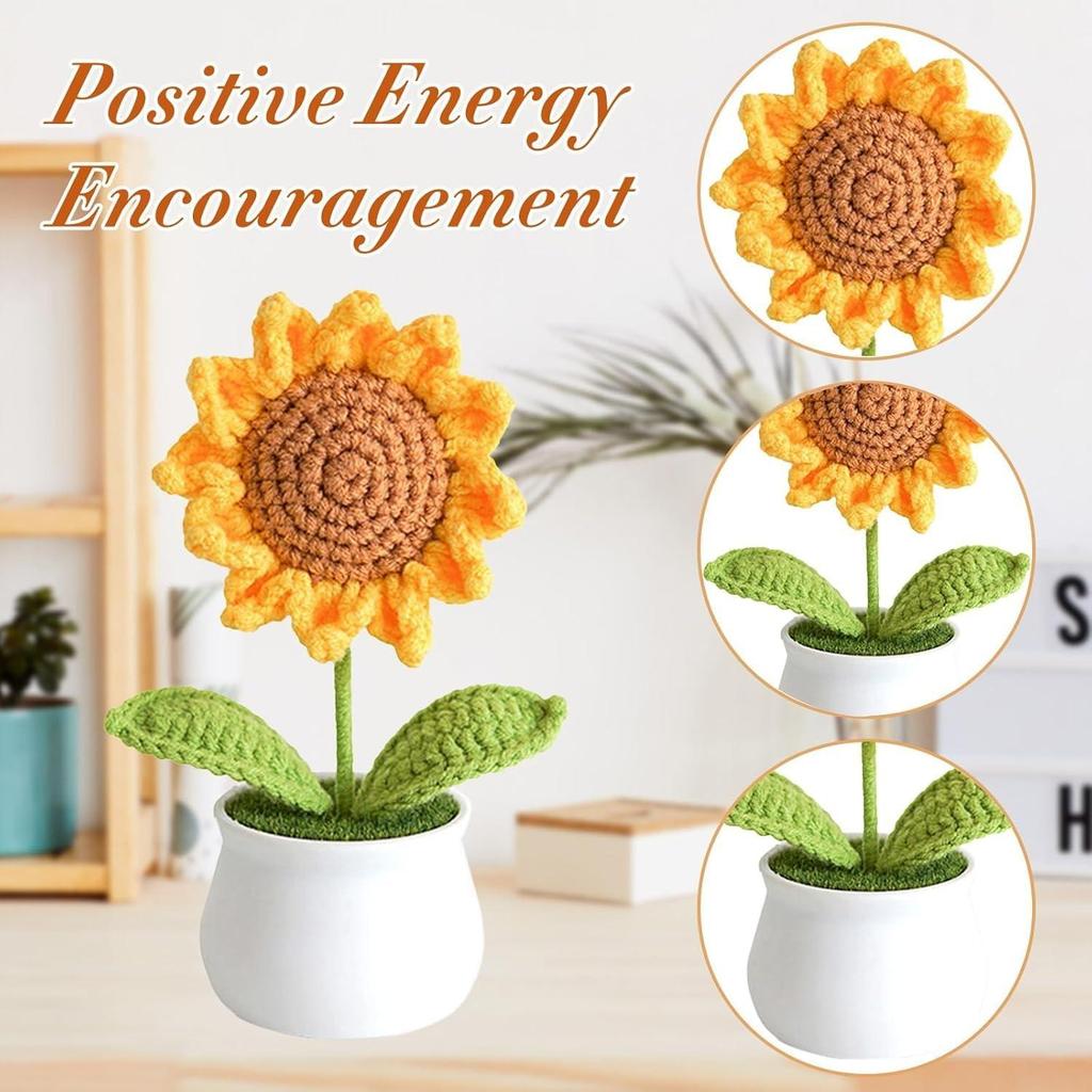 Artificial Flowers with Pot for Office Desk,car Dashboard,Home décor, Decorative Items for Living Room,Gifts for Woman (Sunflower 2 PC)