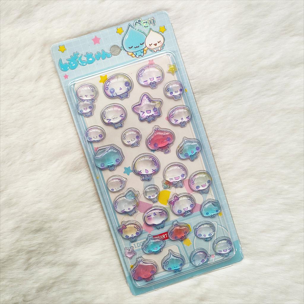 Kawaii kapka vody bublinka 3D reliéfní pryskyřičné samolepky - DIY samolepky na pouzdro telefonu fotoaparát hrnek notebook estetické dívčí narozeninový dárek