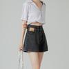 Women's High Waist Denim Shorts - Summer Thin Style, Double Button, Patchwork, Rolled Hem, A-line Wide Leg, Loose Fit, Slimming Hot Pants