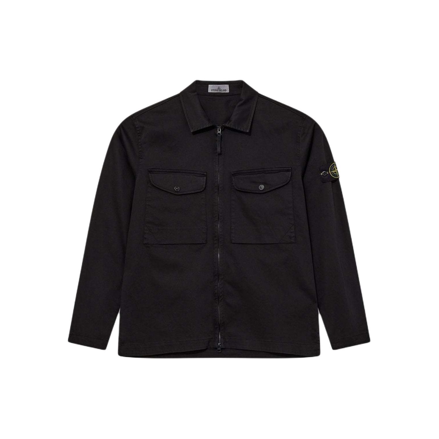 

Stone Island Satin Overshirt Black Men Tops 801510812-V0029 XXL