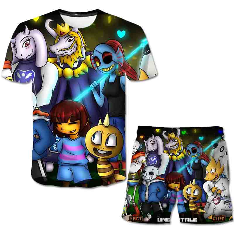 New Toddler Boys Undertale Game T Shirt Clothes Set Outfit Children Swearshirt Baby Girls T shirt+Pants Suit 2pcs Kids Clothing