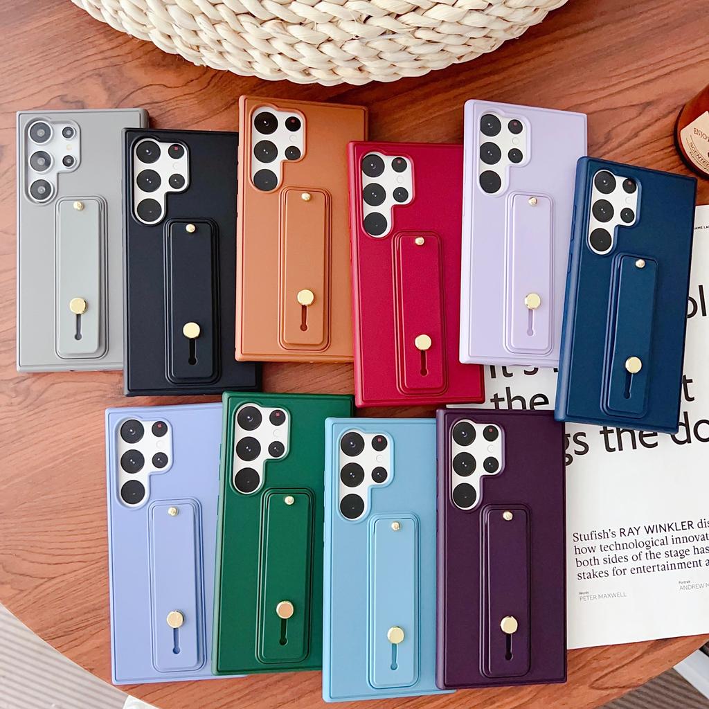 Suitable for Samsung S25ultra Mobile Phone Case S24 Bracket Mobile Phone Case S23 Wristband S22 Simple Silicone Men and Women