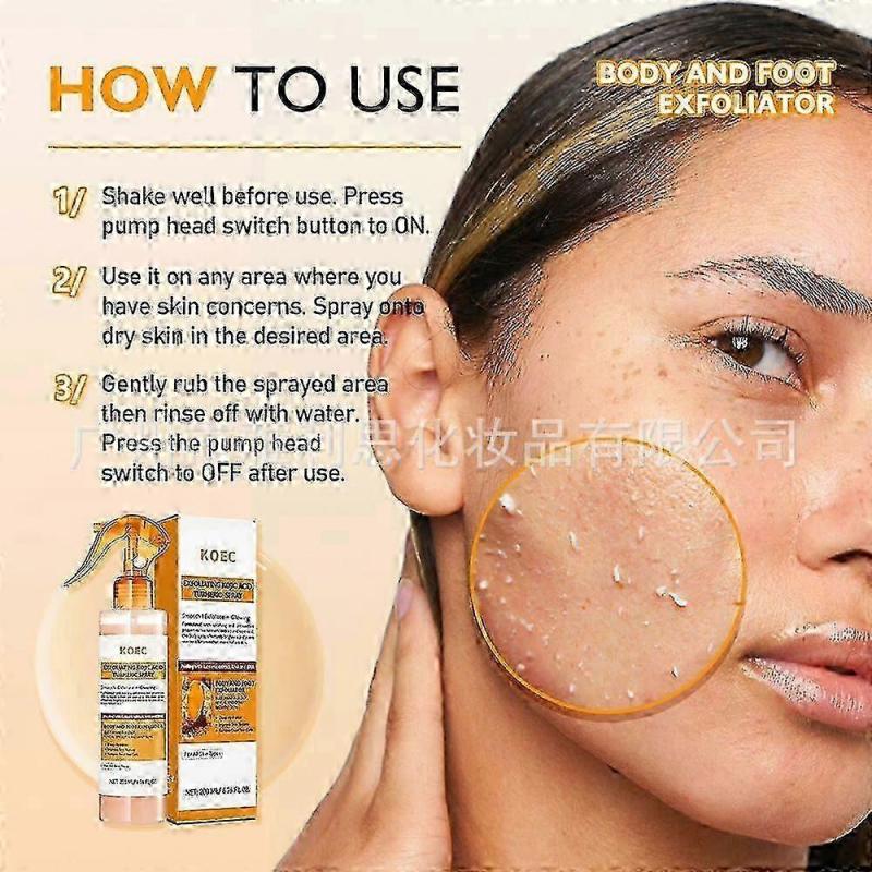 1-3X Peel Shot Keratin-Pflege Kojicsäure Kurkuma Spray, Sanfte Peeling-Lösung für Glatte Haut, Körperpflege-Spray