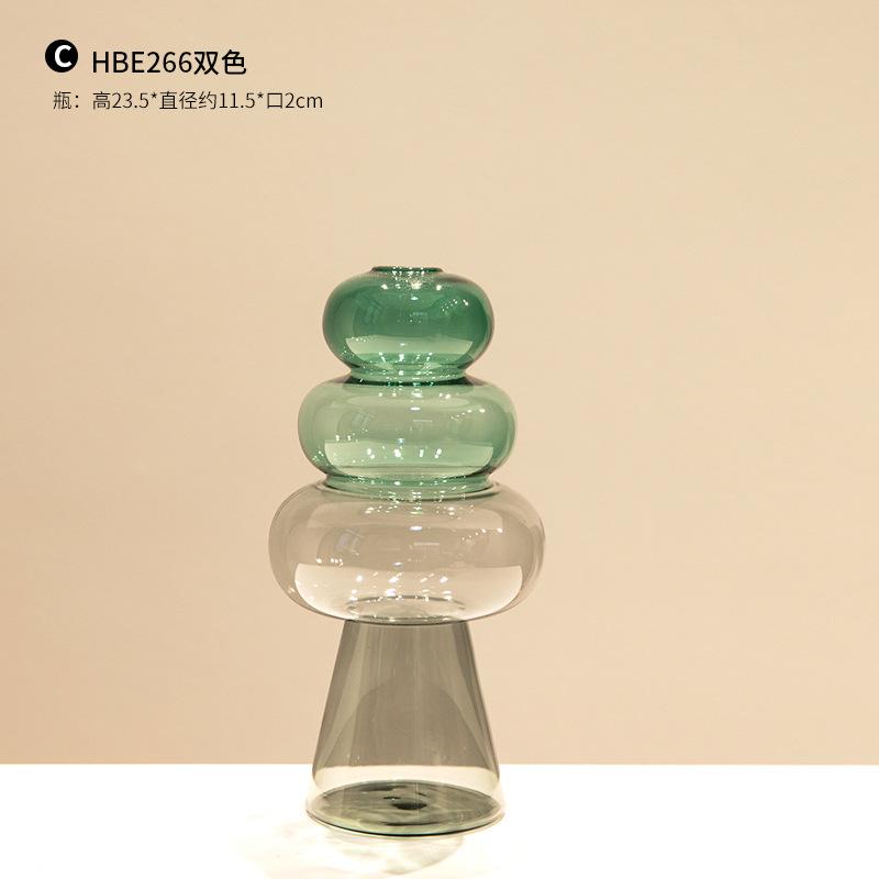 Simple Colored Glass Creative Double-layer Glass Transparent Vase, Personalized Desktop Soft Decoration Ornament, Hydroponic