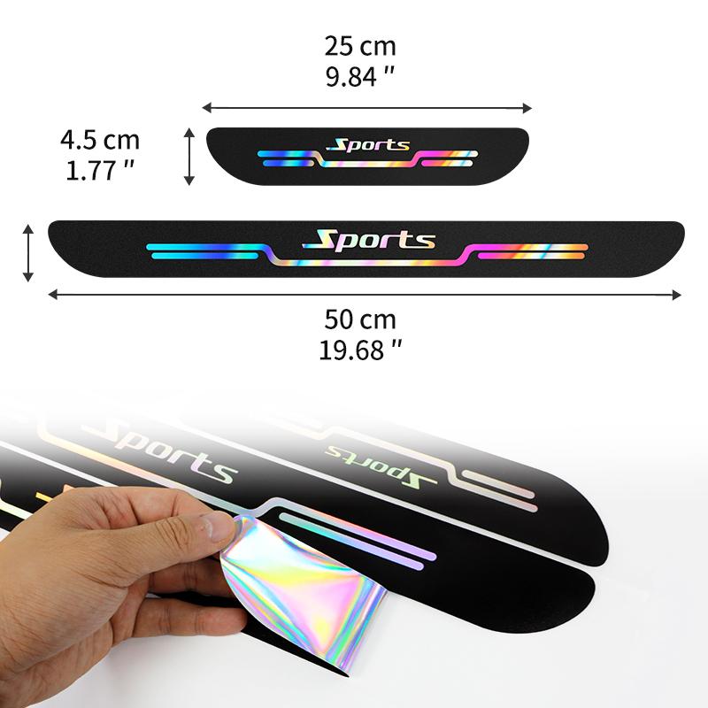 4PCS Car Stickers Anti Scratch Door Sill Protector Strip Car Threshold Protection Bumper Film Sticker Car Exterior Accessories