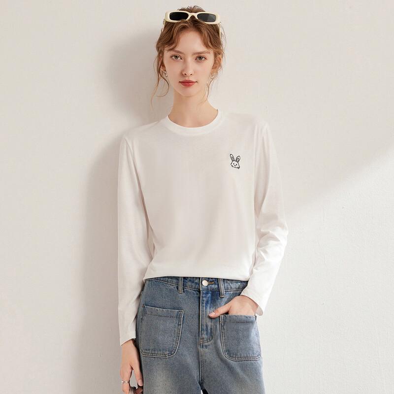 Bailuyu Women s Cartoon Rabbit Print Long-Sleeve T-Shirt M