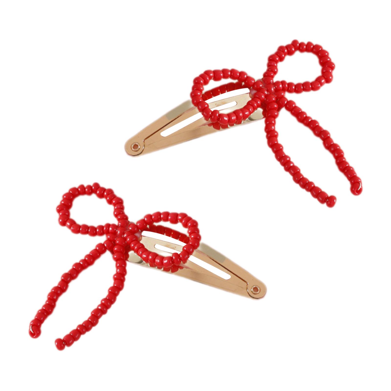 

Aesthetic Bowknot Hairpin for Women Duckbill Clip Barrettes French Side Pin Lady Beaded Hairclip Hair Styling Accessory 1