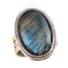 Natural Labradorite Gemstone Handmade 925 Sterling Silver Two Tone Ring S.7 V9k13