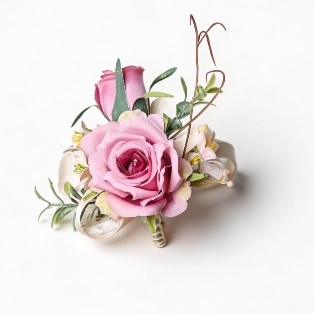 Eleganckie Sztuczne Boutonniere Kwiaty Jedwabne Kwiaty Kwiat na Piersi Pana Broszka z Róży Studniówka