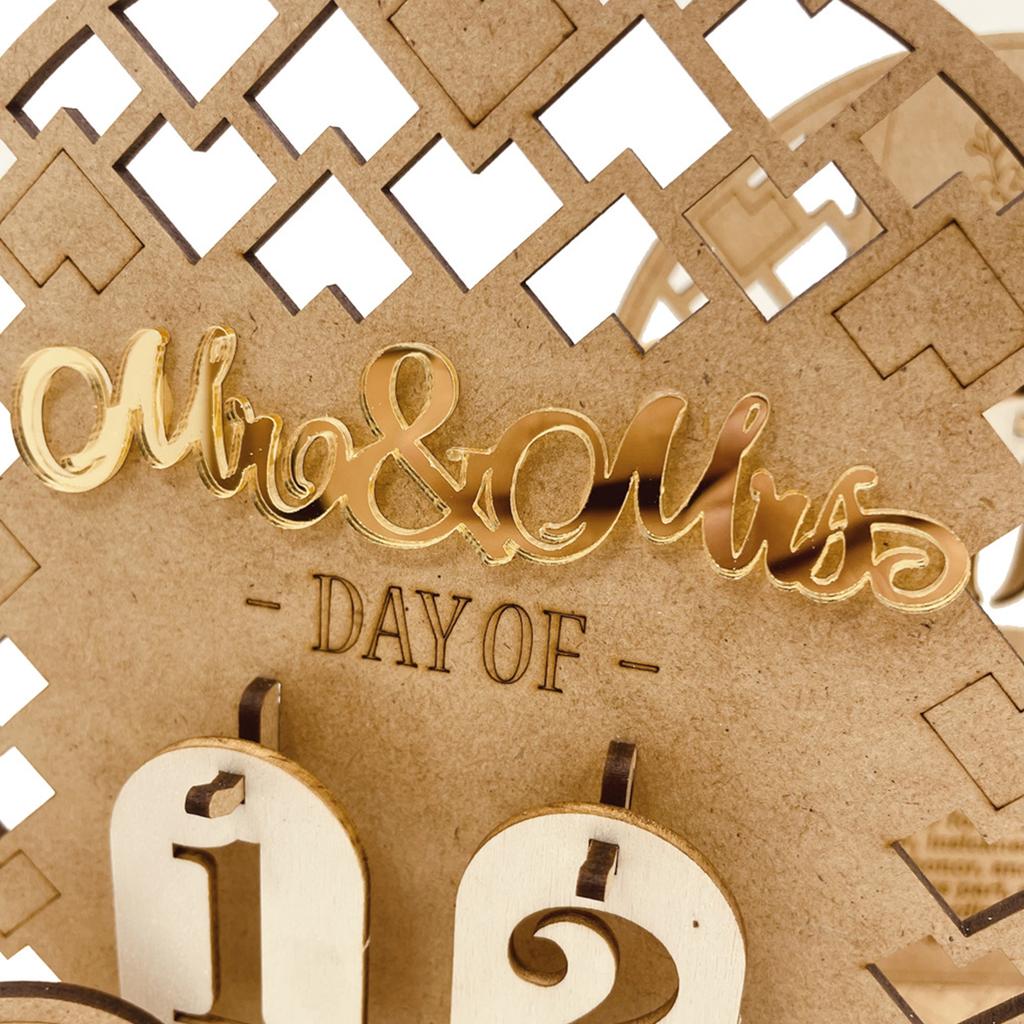 1Set Wood Wedding Countdown Calendar Holiday Birthday Decoration for Indoor Outdoor Garden Yard Decoration Crafts