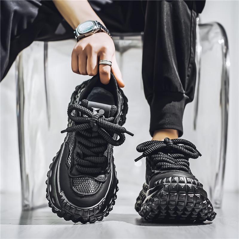 Putian Men's Trendy Summer Breathable Height-Enhancing Dad Shoes with Tire Sole