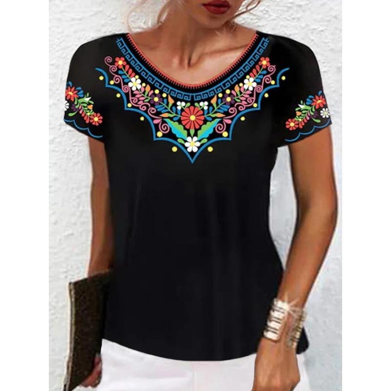 

Летний топ с круглым вырезом и 3D-цветочным принтом, модные повседневные женские футболки с короткими рукавами XS