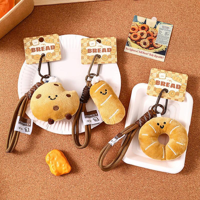 1PC Cute Backpacks Soft Decorative Bread Keychain Durable Sturdy Practical Plush Wallets Delicate Touch Gift