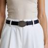 Fashionable Black Faux Leather Belt With Artistic Floral Embossing Durable Buckles Unisex Design