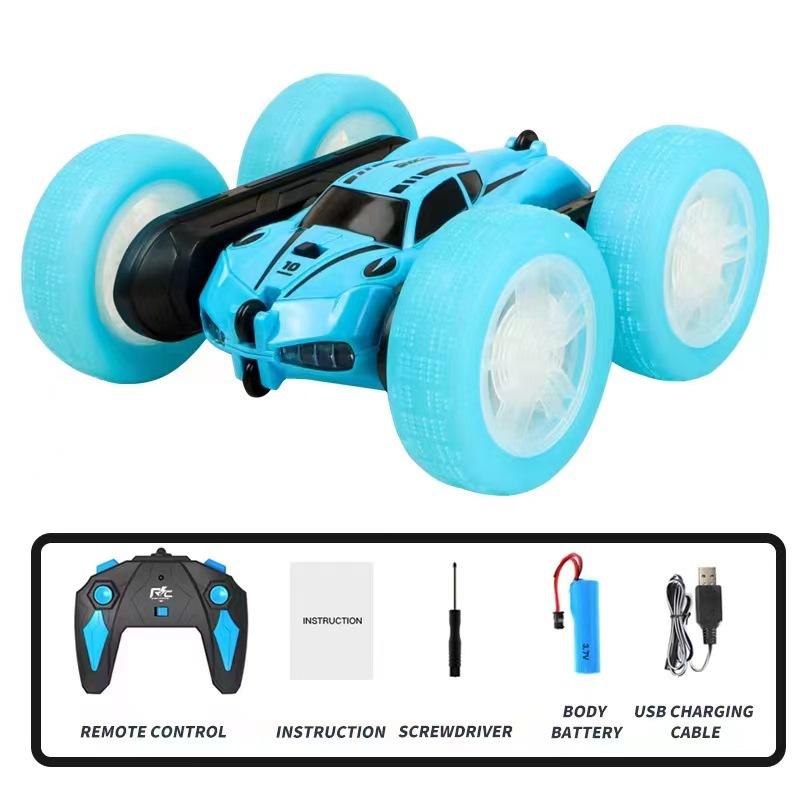 Light Wheel Remote Control Stunt Car Double-Sided Swing Arm Tumbling Car Four-Wheel Drive Deformation Remote Control Car Children'S Toy Car