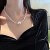 A Few Taels Of Broken Silver Imitation Pearl Geometric Irregular Chain Necklace Mori Fashion Temperament Collarbone Chain Simple Item Decoration