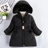 Winter Clothes Girls Medium To Long Length Coat Kids Snow Puffer Jacket Hooded Warm with Waist Belt and Pockets