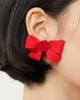 Lovuee Frost Rose Earrings Red Wide Ribbon