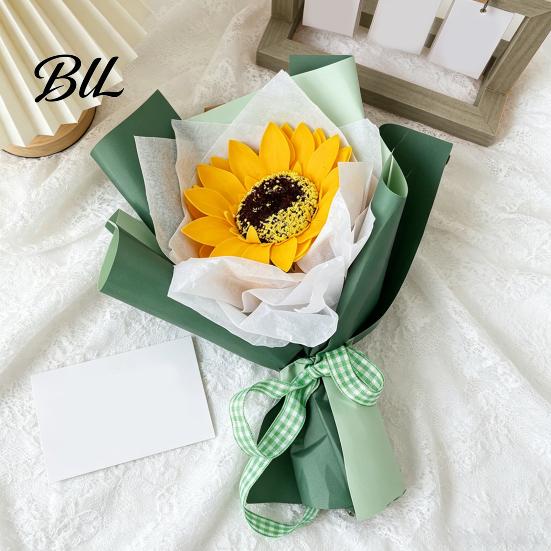 Decorative Faux Flowers Mini Fake Sunflower Bouquet Handcrafted Artificial Soap Carnation Rose Floral Decoration Handmade Valentine's Day Anniversary